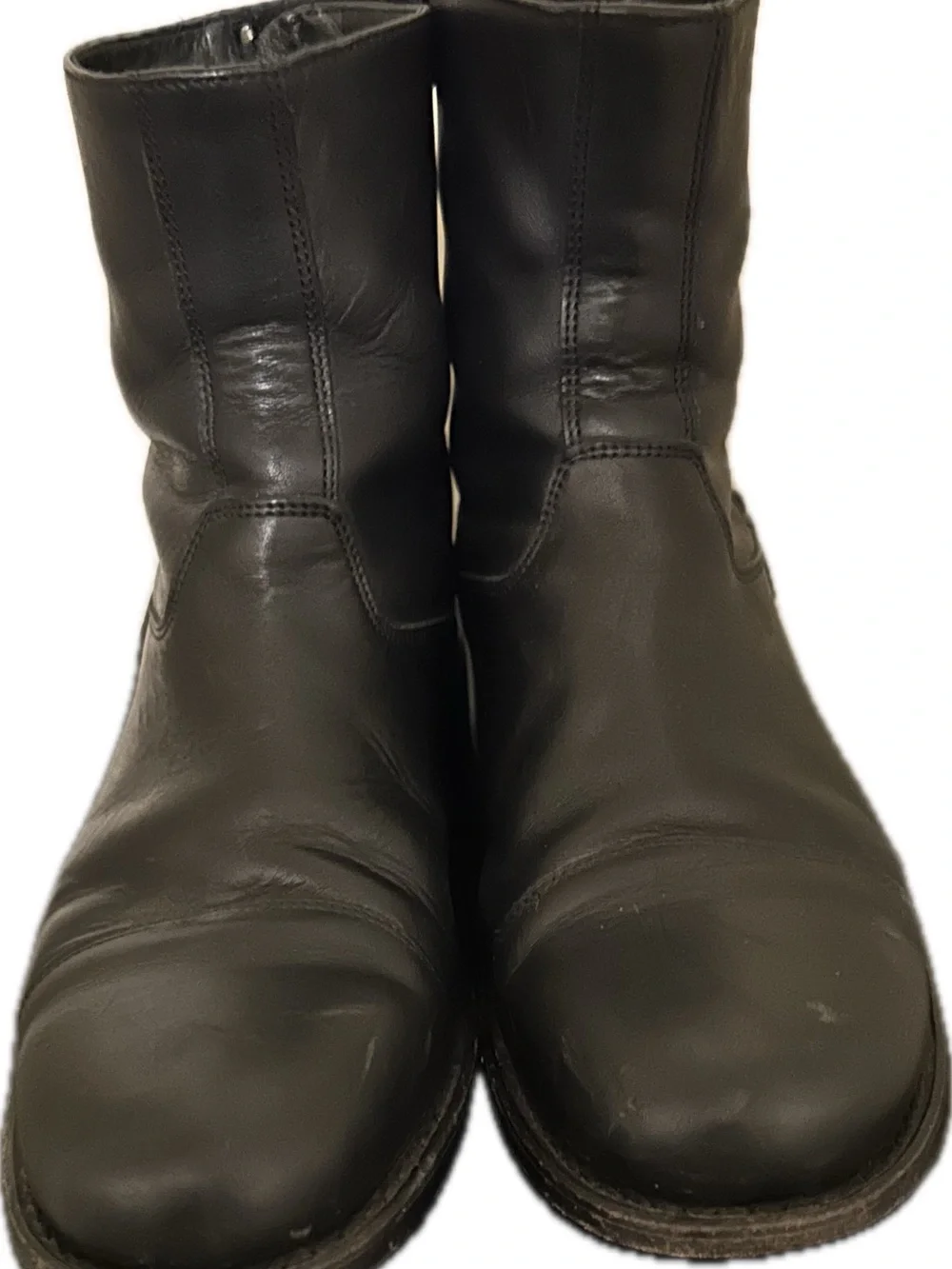 Marbolo Classics Men's Black Leather Engineer Boots with Back Zipper